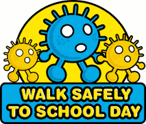 figure holding hands and walking to school