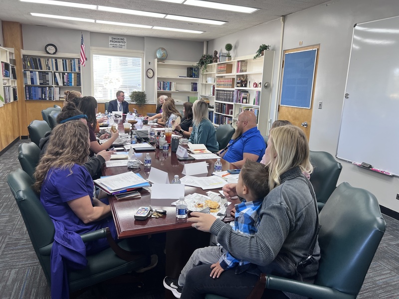 Dr. Dickinson meets with a group of PTA/O presidents