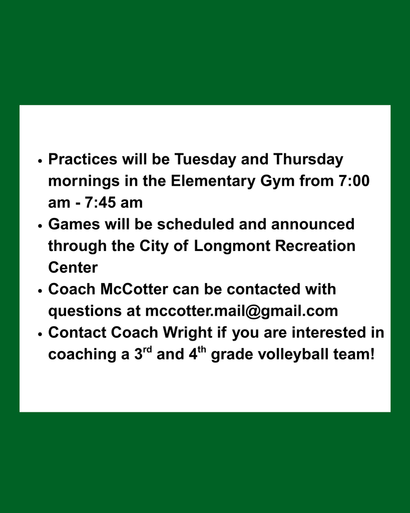 5th and 6th grade girls volleyball sign up. Call the front office f you need assistance
