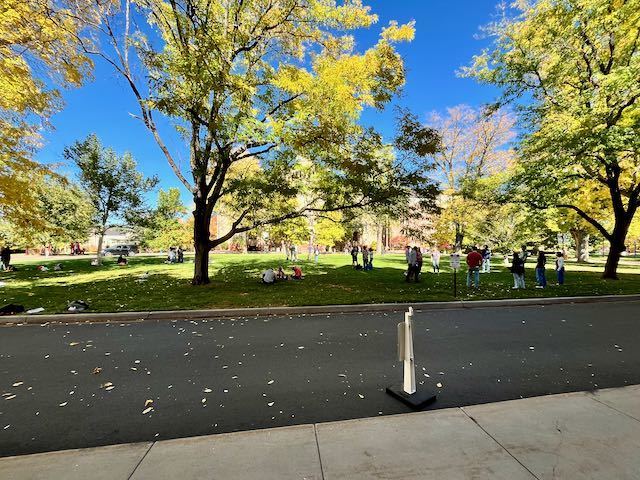 Enjoying the beautiful day and spending time together at the University of Denver