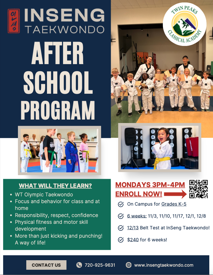 Flyer for Taekwondo. For more information ,please call 303-772-7286