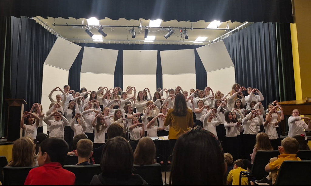 Choir students singing