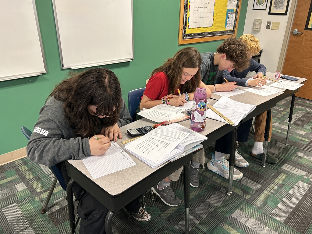 Students doing math assignment with calculator 