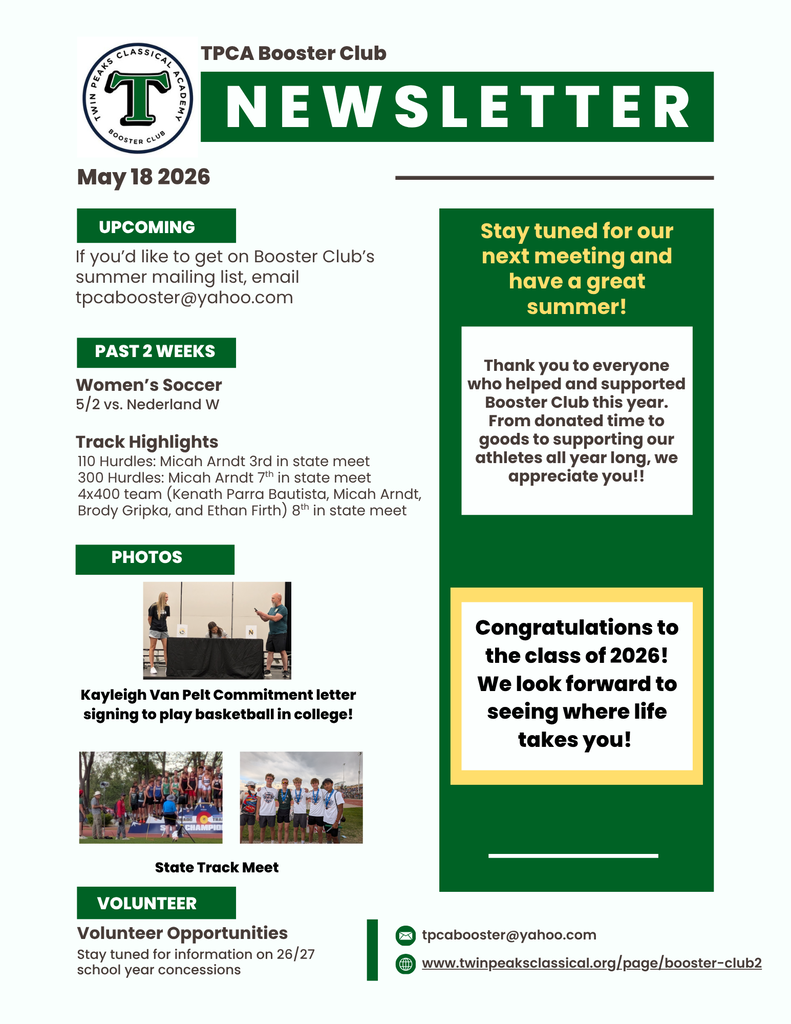 Booster Club newsletter