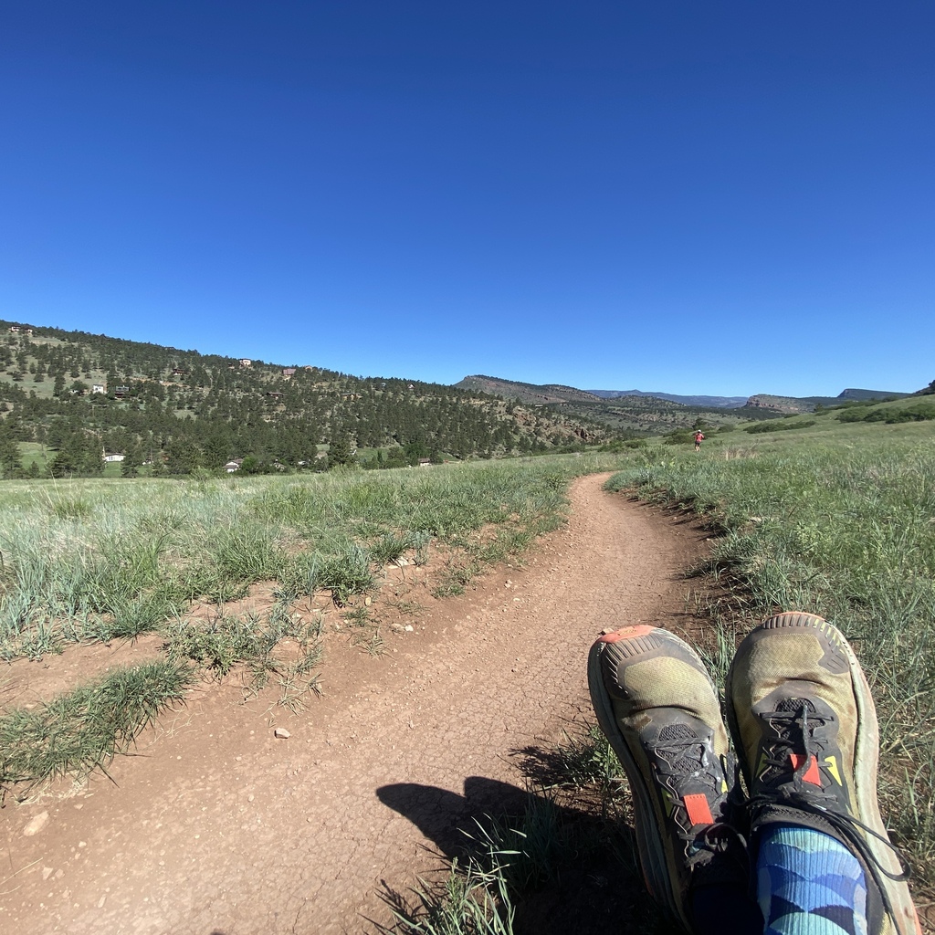 runner shoes on trail