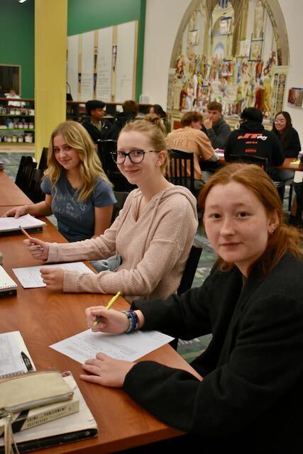 Students working on writing in the Mehsling Center
