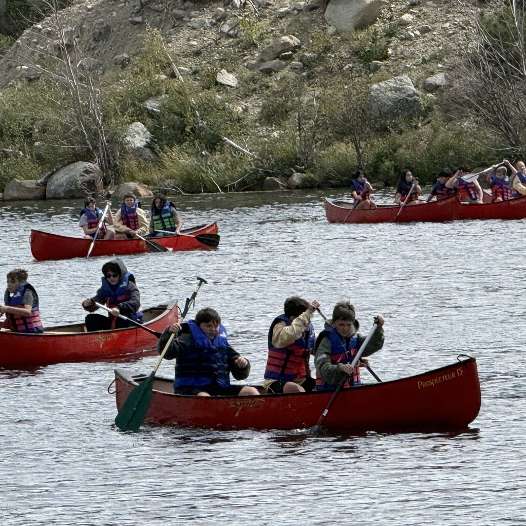 students canoing