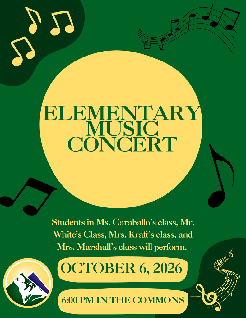 Elementary Music Concert on October 6, 2026 at 6 pm in the Commons