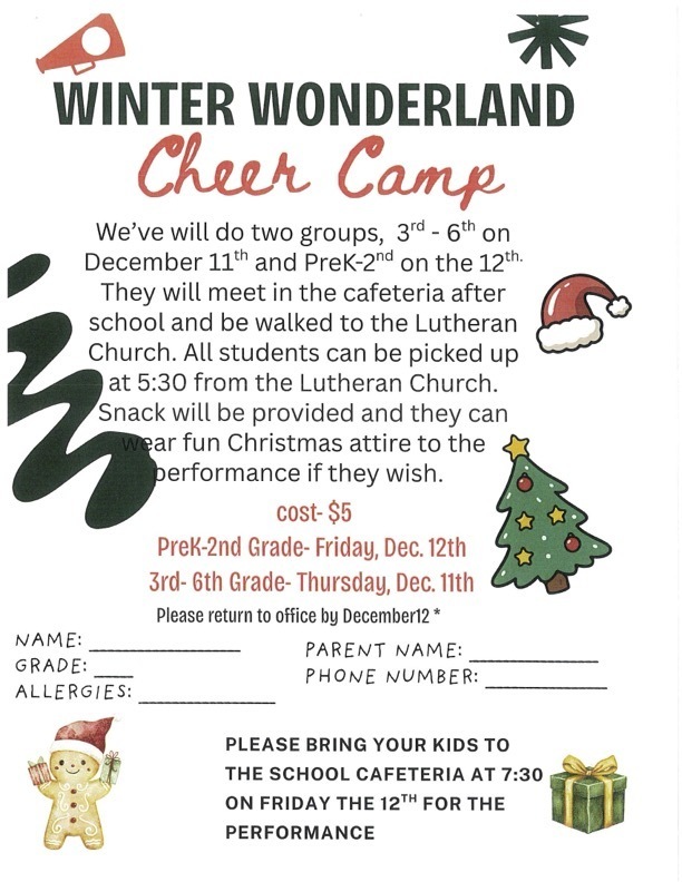 Reminder- Cheer camp today and tomorrow!