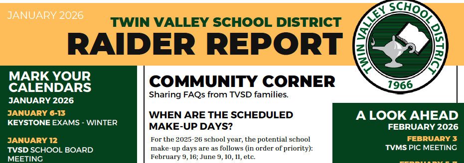 twin valley school district raider report