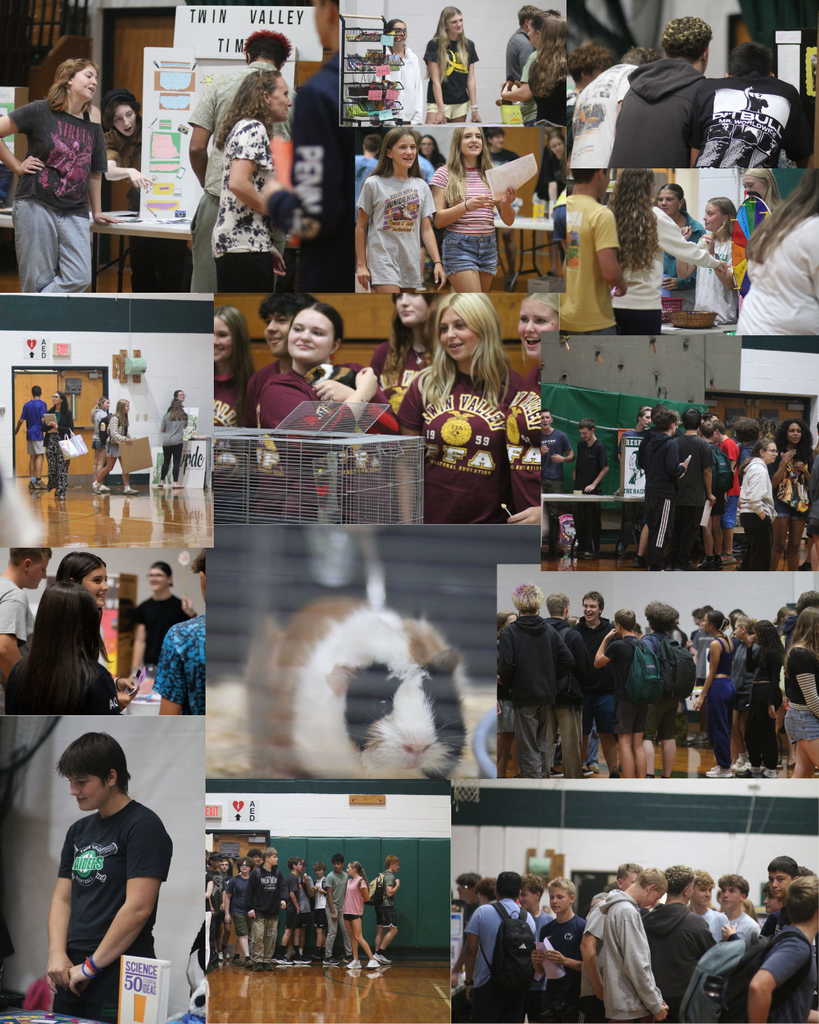 A collage of pictures of high school students attending the involvement fair
