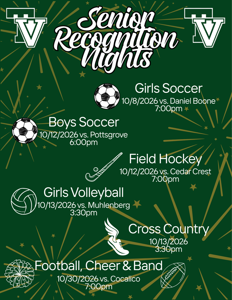 A poster that includes all senior night dates for fall sports at Twin Valley.