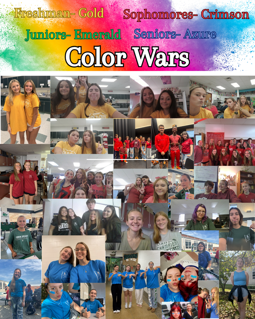 A visual for Friday's Color War Day spirit theme which includes a collage of student pictures and selfies