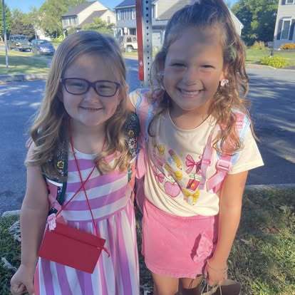 Two girls smiling