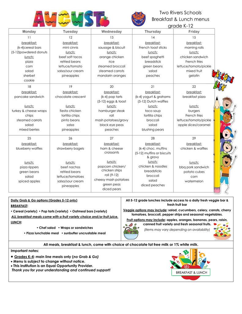 august menu 2025