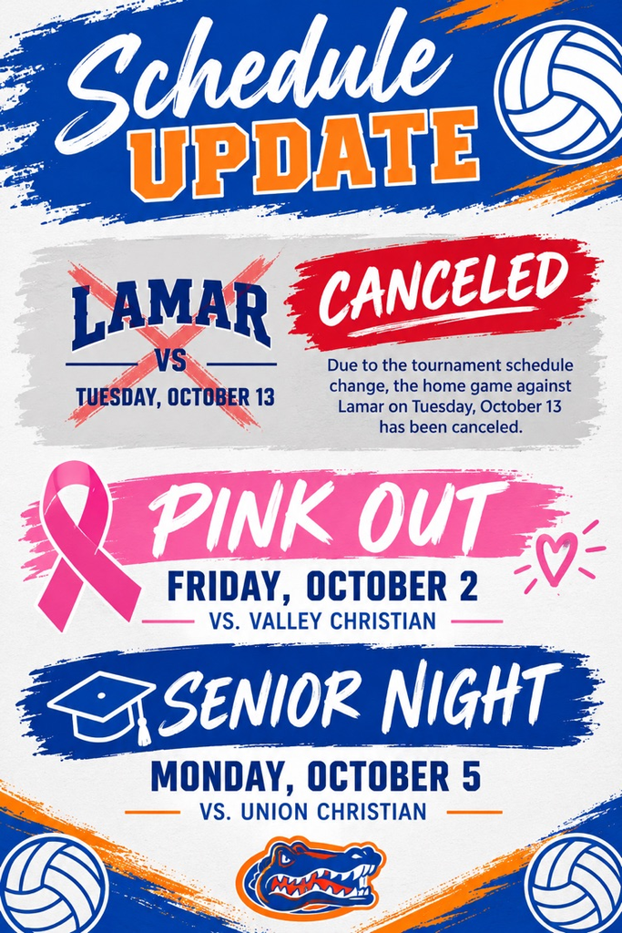 Updated Volleyball Schedule 