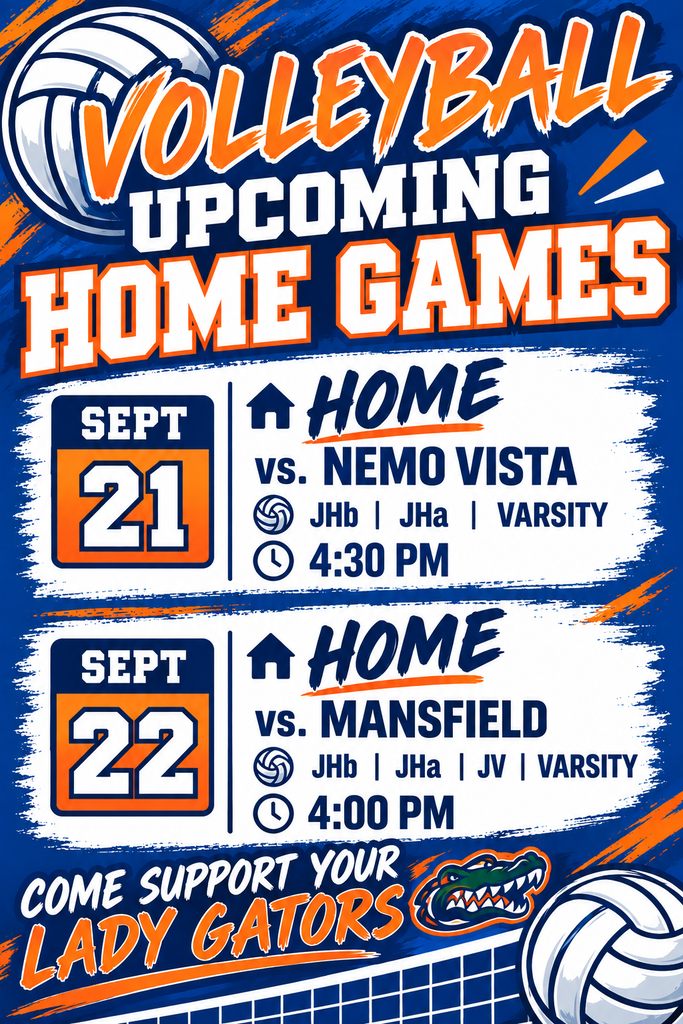 Come out and support your Lady Gators Volleyball team Monday and Tuesday!!!