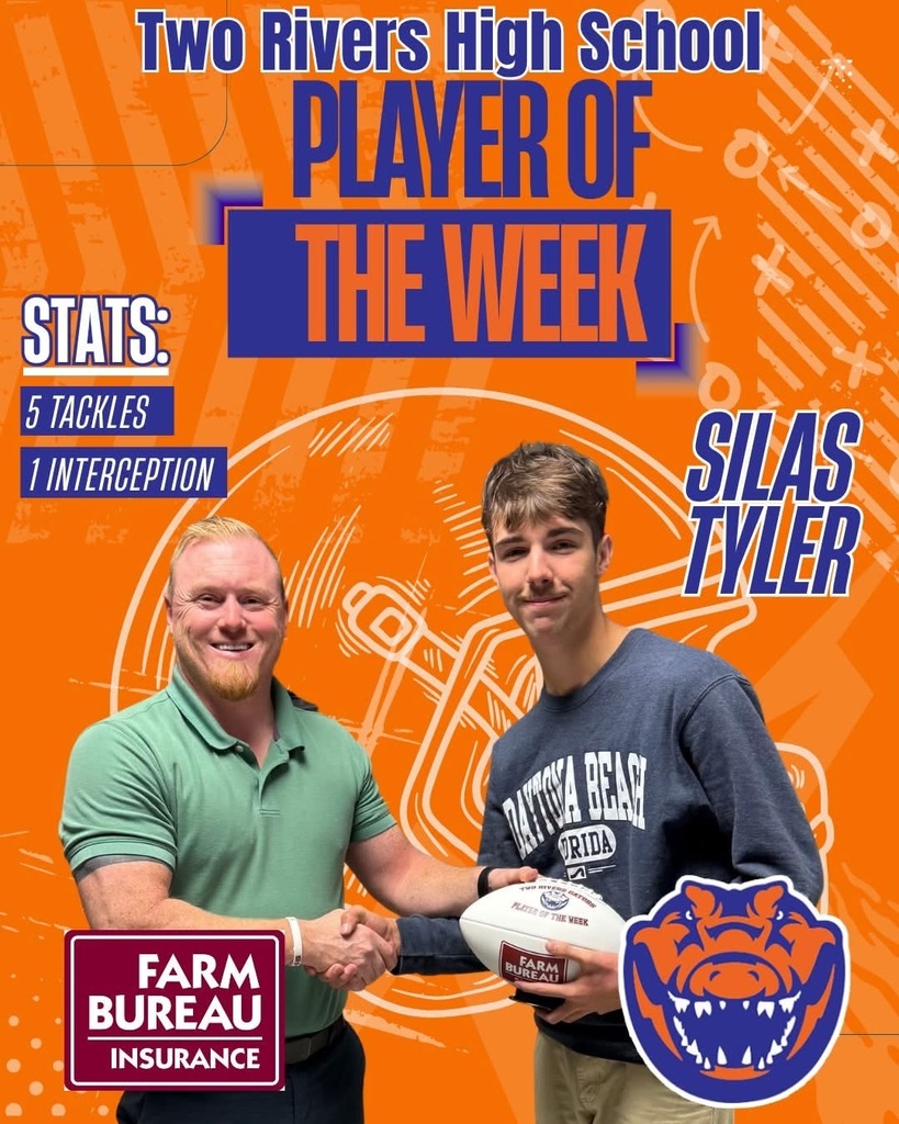 Congratulations to Silas Tyler from the Two Rivers Gators on being selected as the Farm Bureau Player of the week!