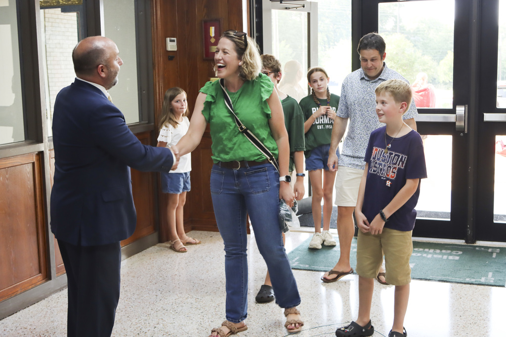 Mr. Kimec welcoming our new families and students.