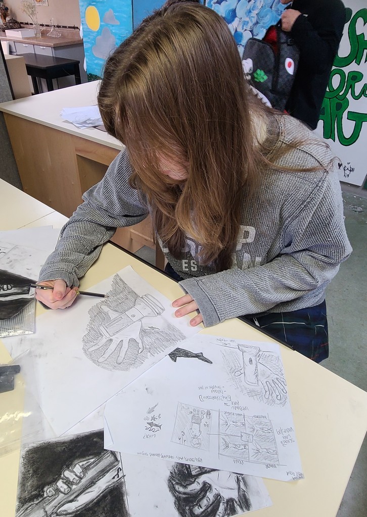 AP Art Student sketching