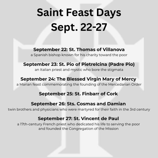 Saints feast days