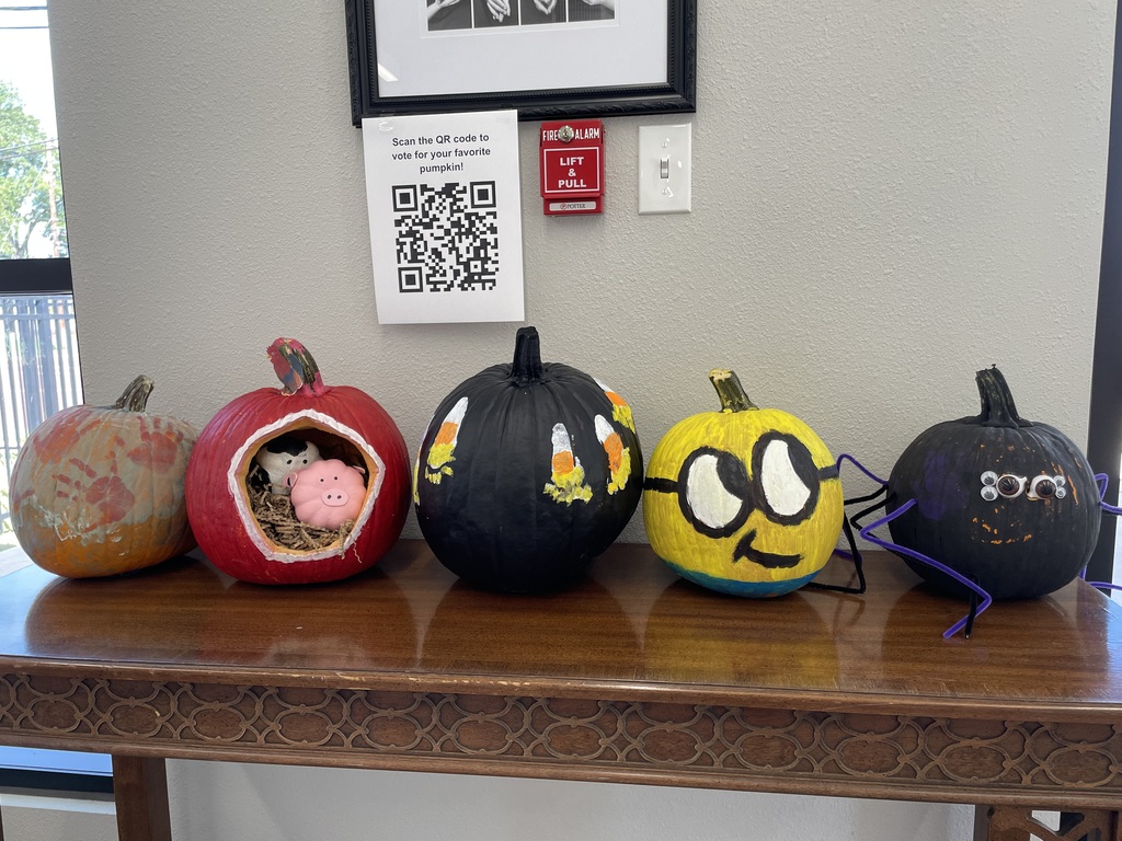 Each class has decorated a pumpkin! Please stop by and vote for your favorite!