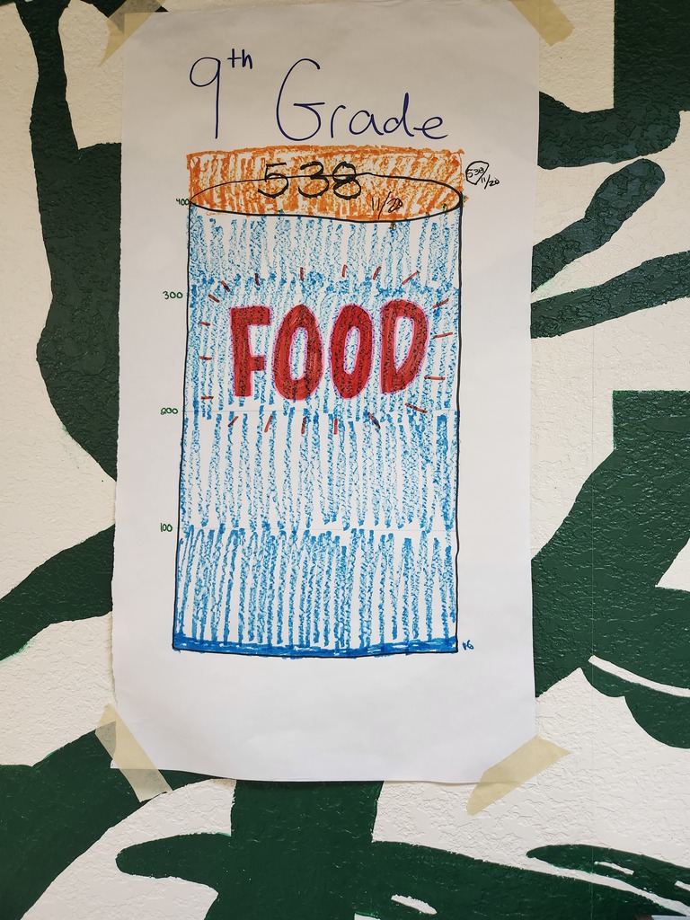 Ninth grade collected over 530 food items.
