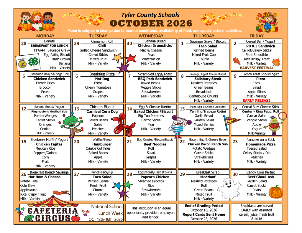 October Menu 