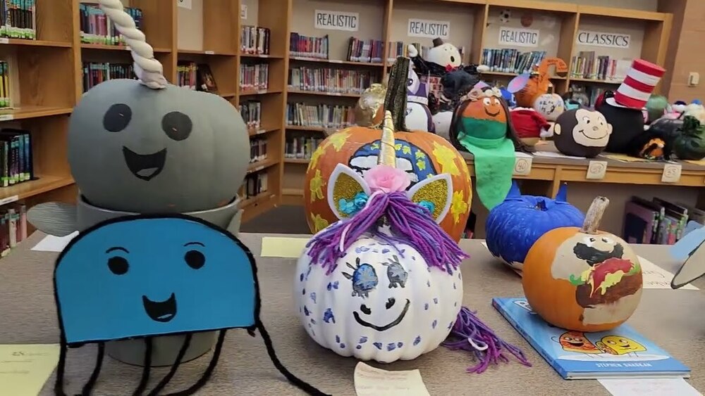 Pumpkin contest entries by another school