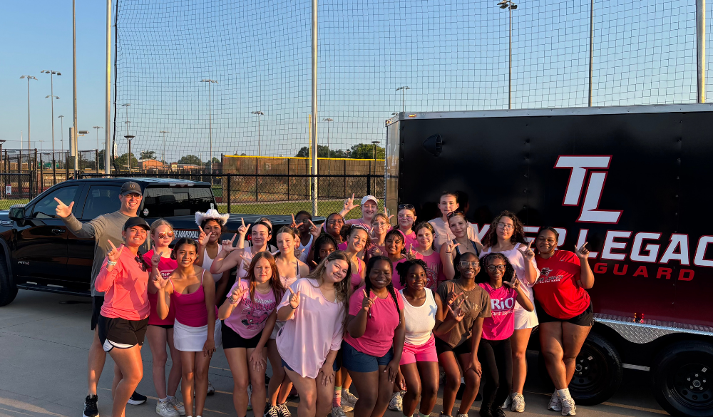 Tyler Legacy Color Guard Members with New Color Guard Trailer