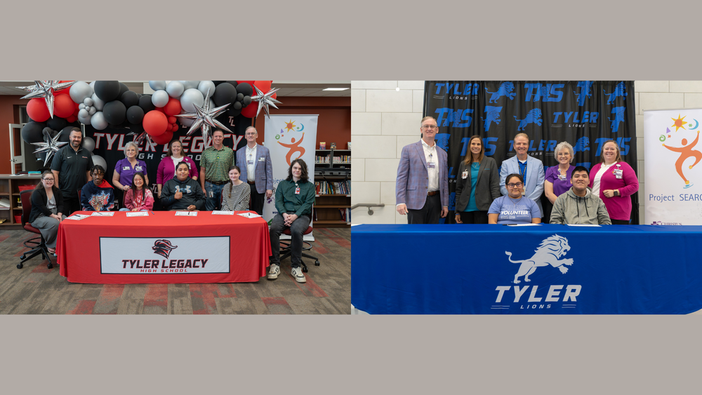 teens and adults sitting at tables 