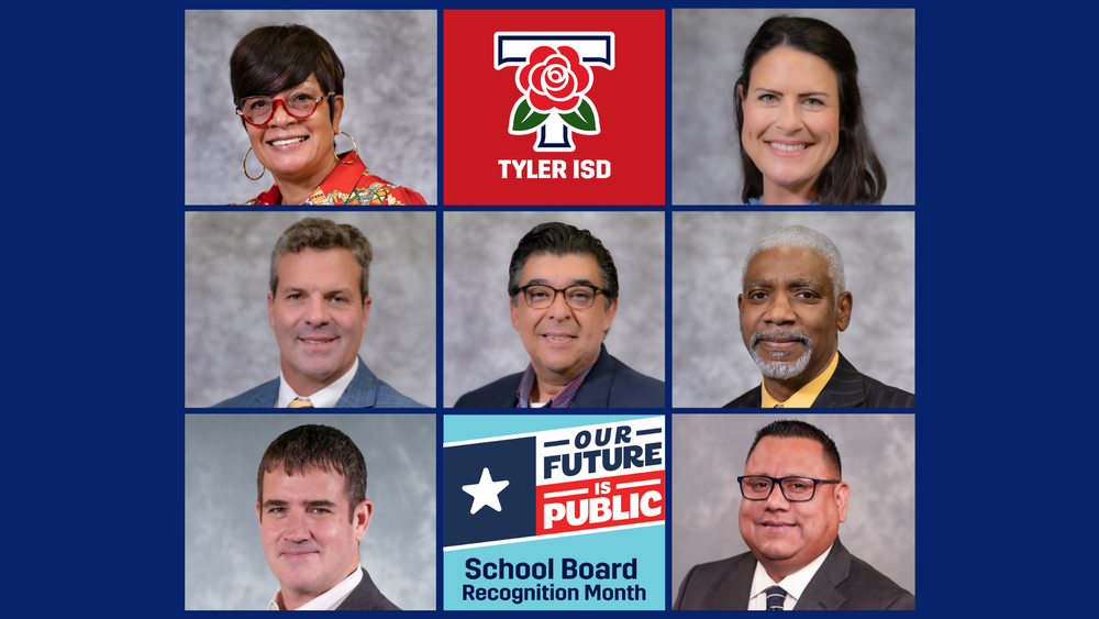 men and women smiling faces - Tyler ISD. Our Future is Public - School Board Recognition Month