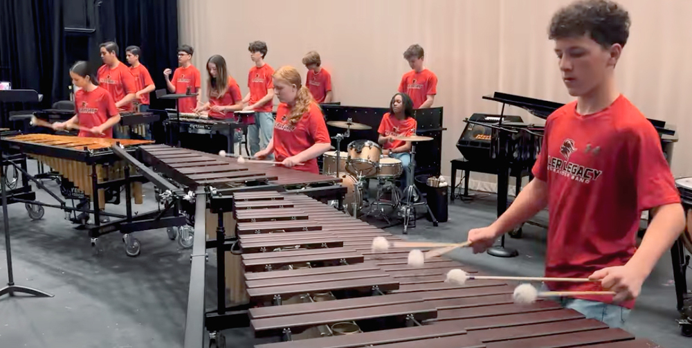 high school boys and girls playing instruments