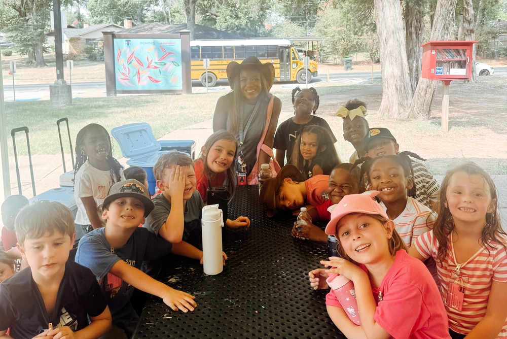 First Graders in Mrs. Fuller's Class stop for a smile!