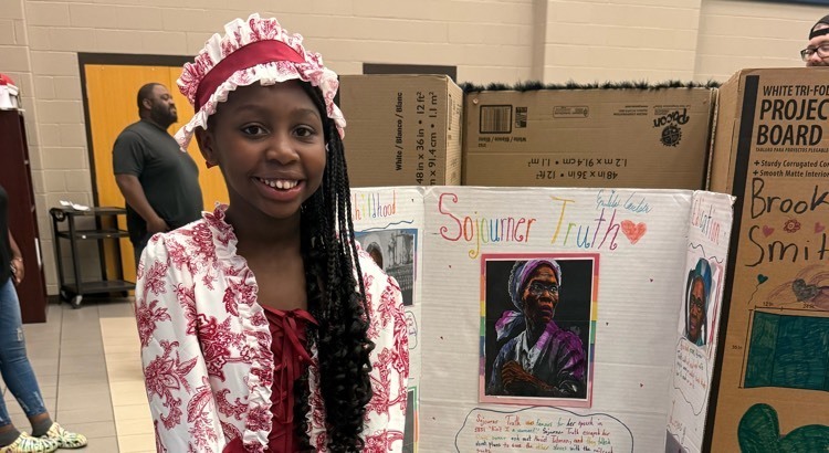 student dressed as Sojourner Truth