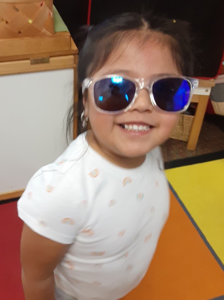 Child wearing sunglasses