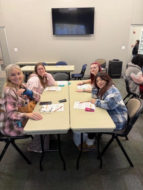 students at table