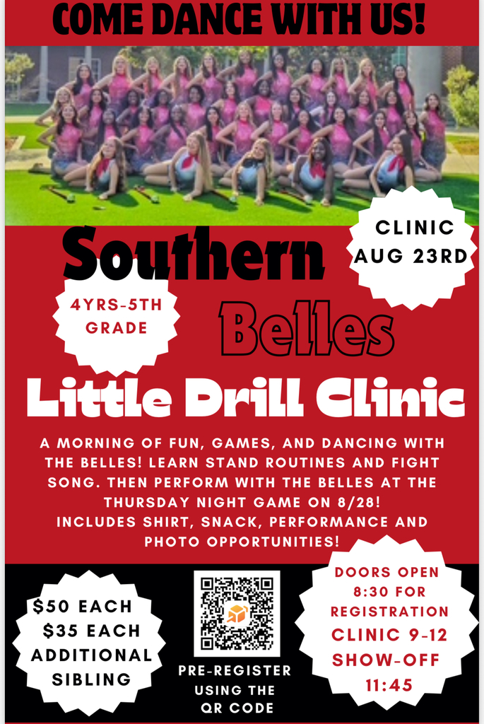 Southern Belles Little Drill Clinic QR Code to pay for sessions. $50 a child, $30 each additional sibling.