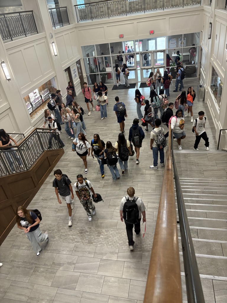 Tyler Legacy students walking into the building on the first day of school