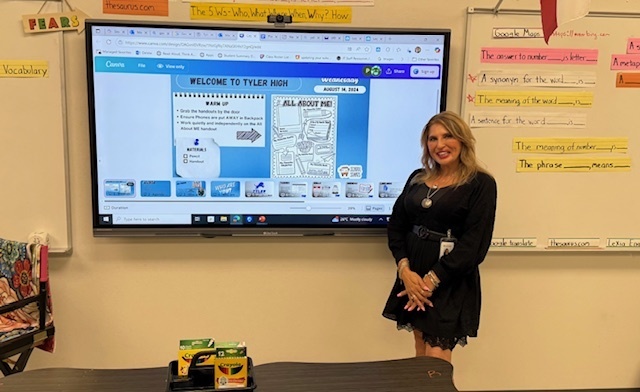 teacher in class waiting for students