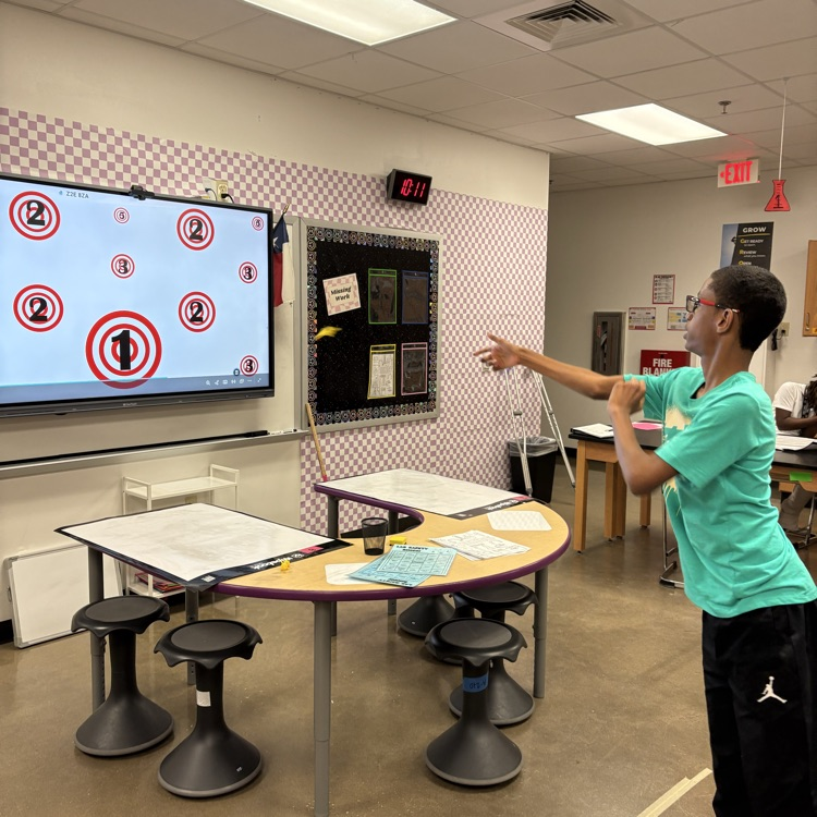 student playing review game