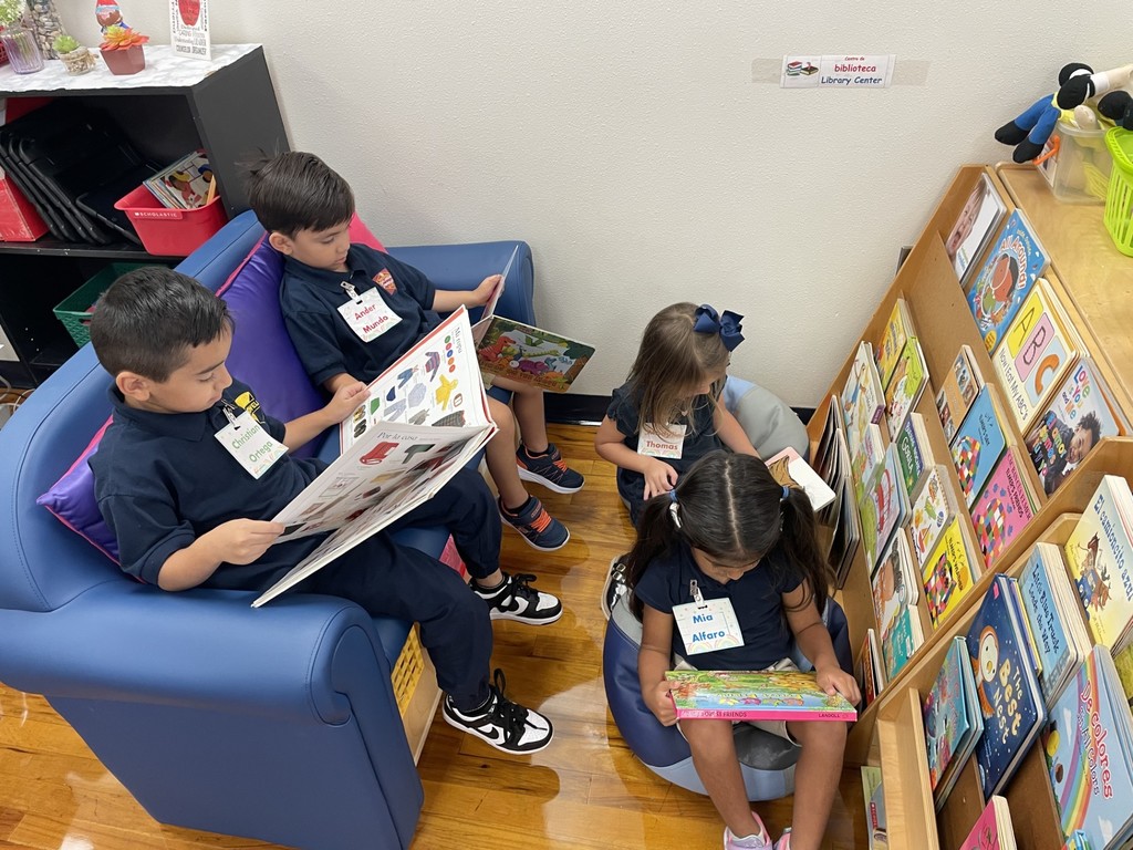 students reading