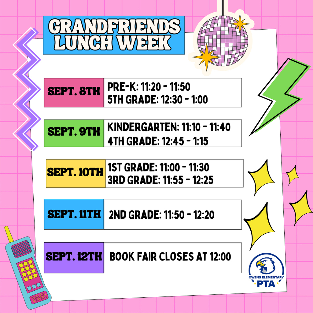 Grandfriends lunches and times.