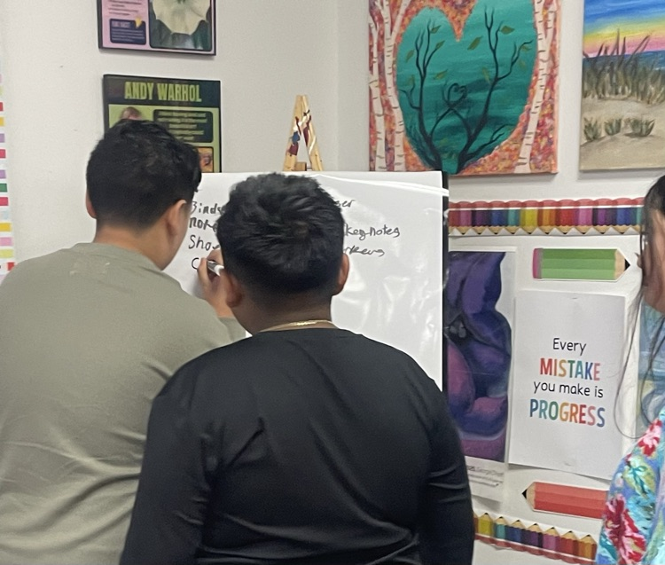 Students working on a project.