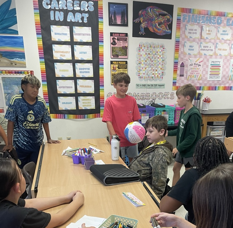 Students working on a project.