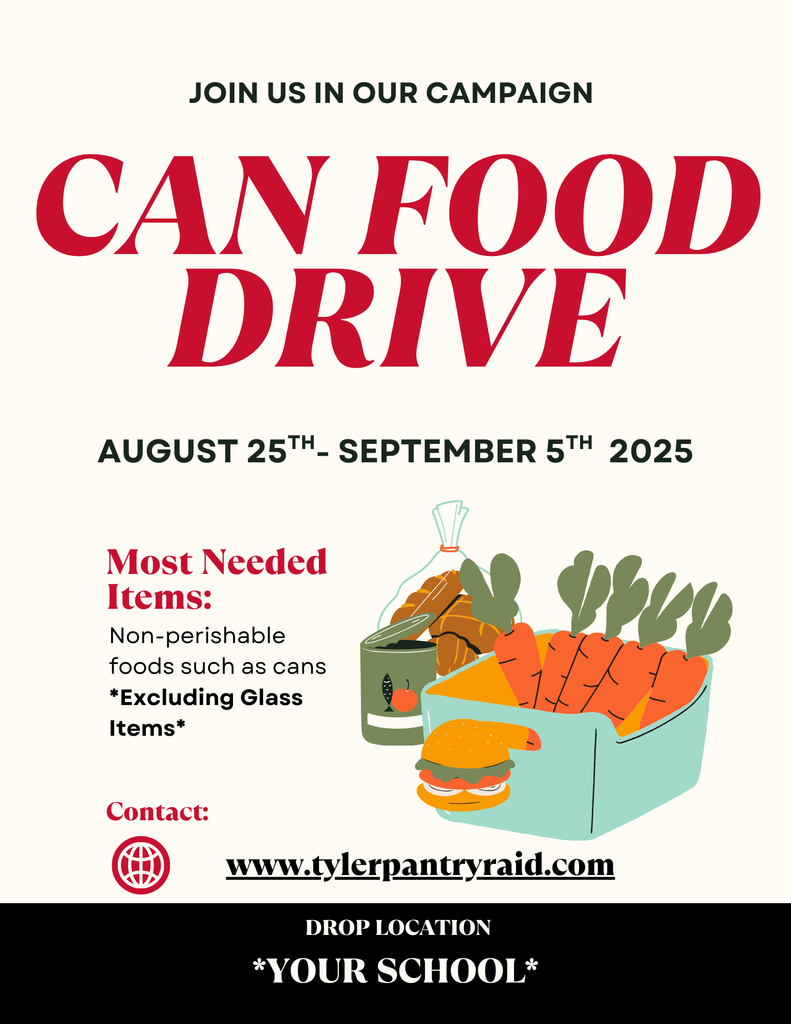 Can Food Drive August 25th- September 5th. No glass items.