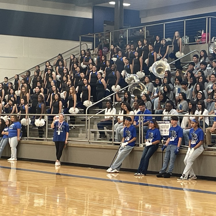 band and drill team in the stands