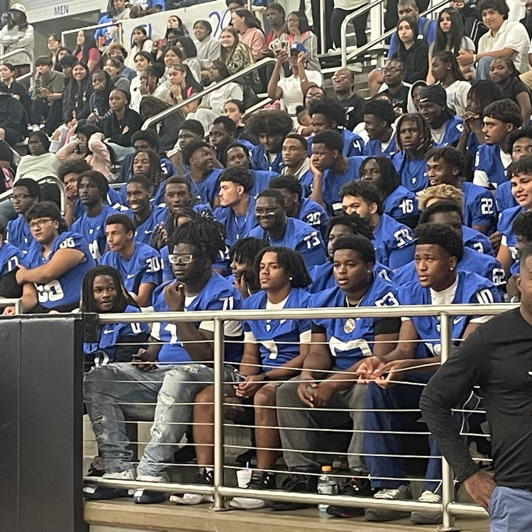 football team in the stands