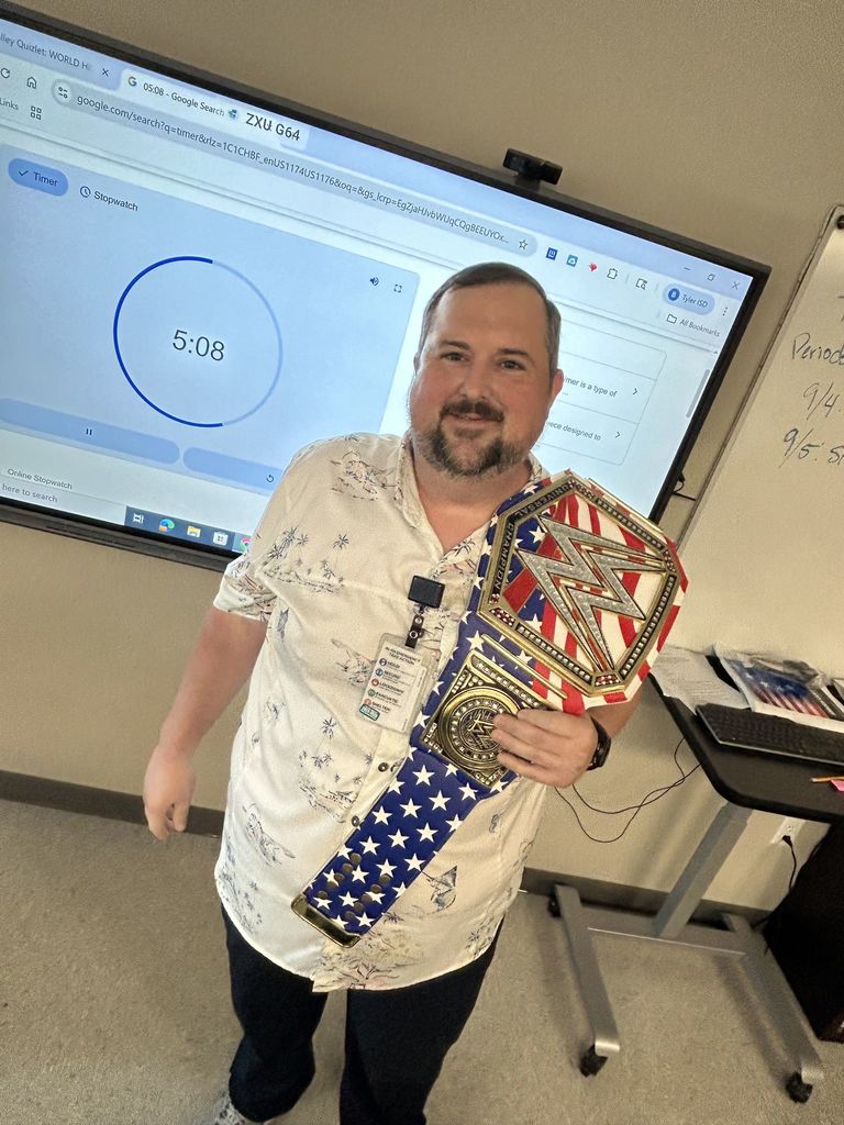 🏆 Walk Through Wednesday Champion Alert! 🏆 This week’s belt goes to the legendary Mr. Carpenter, our Social Studies superstar at Tyler Legacy! 📚💥 We’ve got tons of amazing teachers doing incredible things every day—but only one can walk away with the belt. 🥇 Who’s stepping up next week? 👀