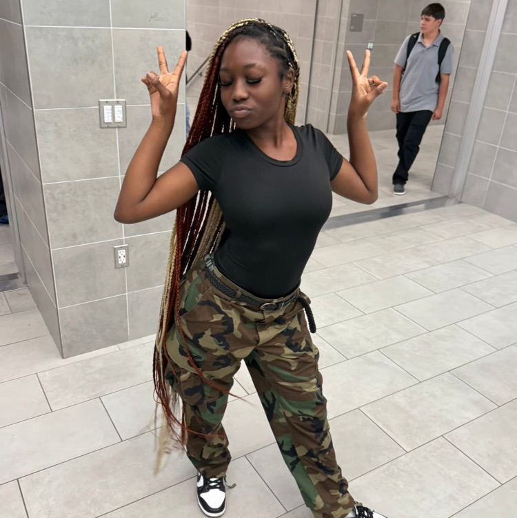 student wearing camo